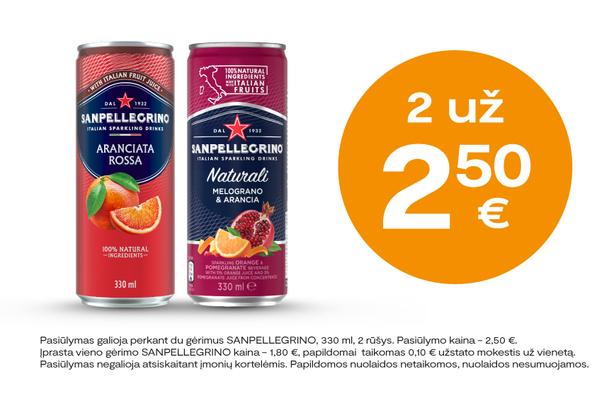 Gėrimai SANPELLEGRINO 2 už 2.50 Eur!