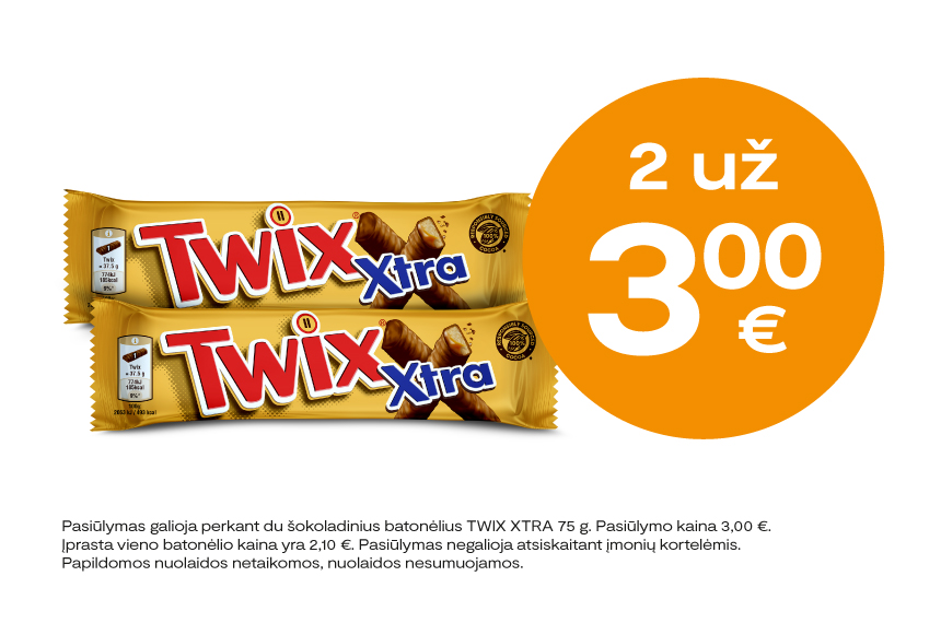 Šokoladiniai batonėliai TWIX XTRA 2 už 3 Eur!