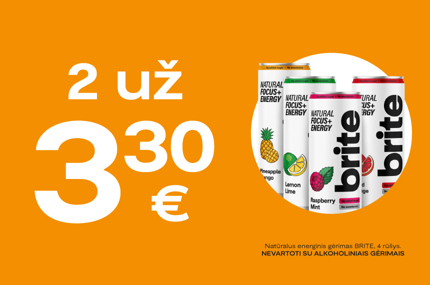 Natūralus energinis gėrimas BRITE 2 už 3.30 Eur!