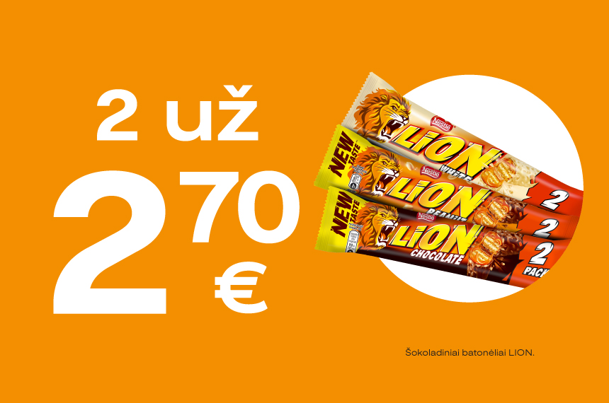 &Scaron;okoladiniai batonėliai Lion 2 už 2.70 Eur!