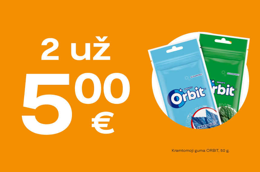 Kramtomoji guma ORBIT 2 už 5 Eur!