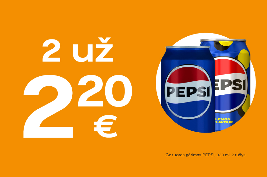 Gazuotas gėrimas PEPSI 330 ml 2 už 2.20 Eur!