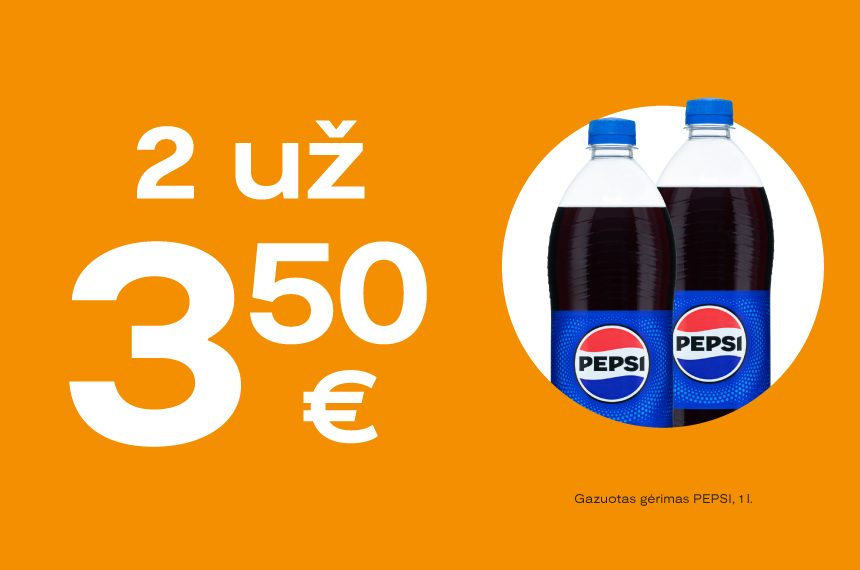 Gazuotas gėrimas PEPSI 1 l 2 už 3.50 Eur!